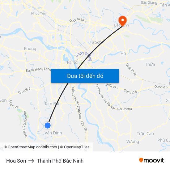 Hoa Sơn to Thành Phố Bắc Ninh map