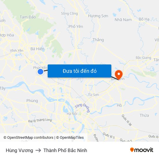 Hùng Vương to Thành Phố Bắc Ninh map