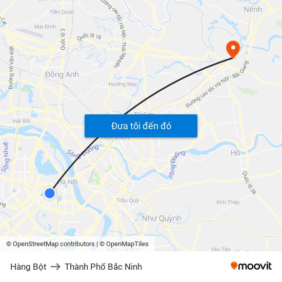 Hàng Bột to Thành Phố Bắc Ninh map