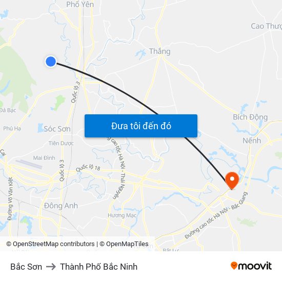 Bắc Sơn to Thành Phố Bắc Ninh map