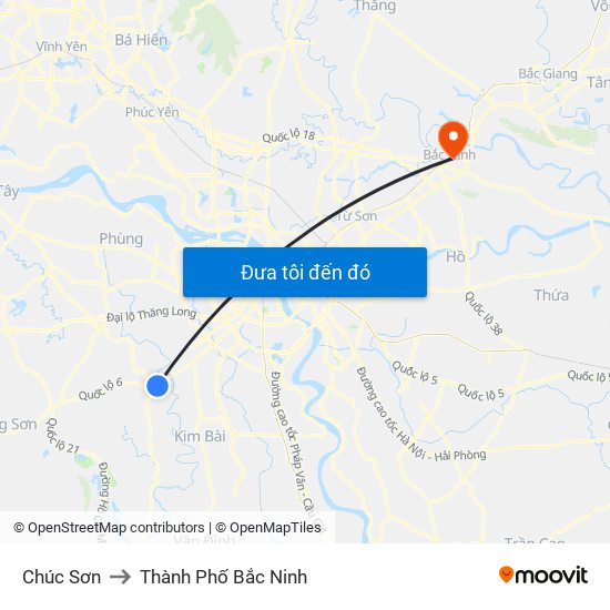 Chúc Sơn to Thành Phố Bắc Ninh map