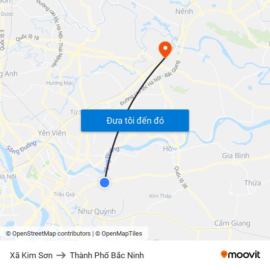 Xã Kim Sơn to Thành Phố Bắc Ninh map