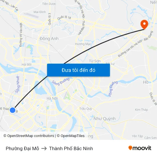 Phường Đại Mỗ to Thành Phố Bắc Ninh map