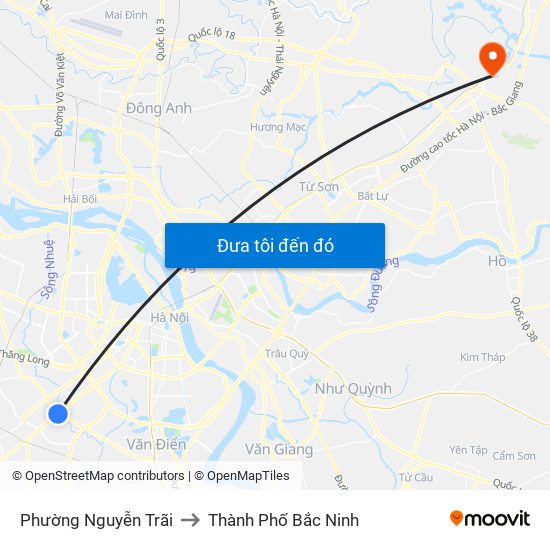 Phường Nguyễn Trãi to Thành Phố Bắc Ninh map