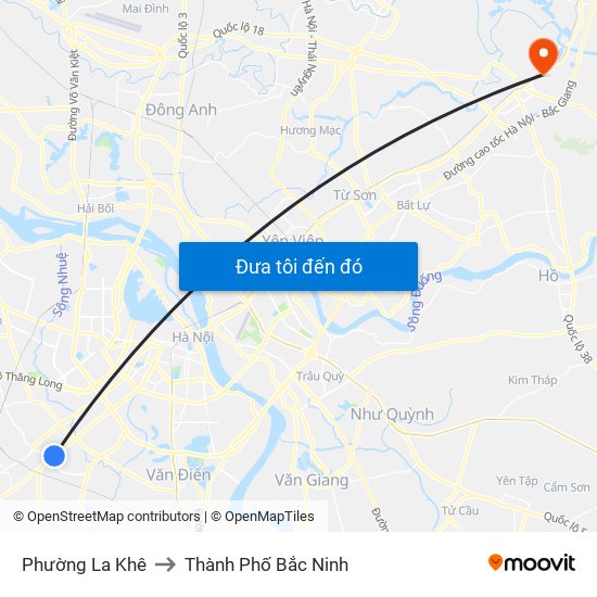 Phường La Khê to Thành Phố Bắc Ninh map