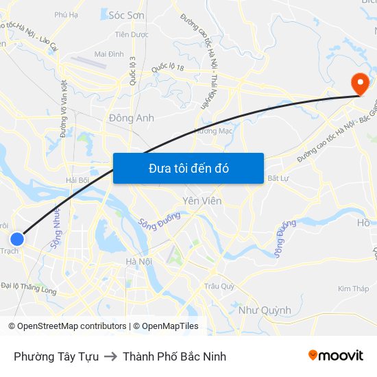 Phường Tây Tựu to Thành Phố Bắc Ninh map