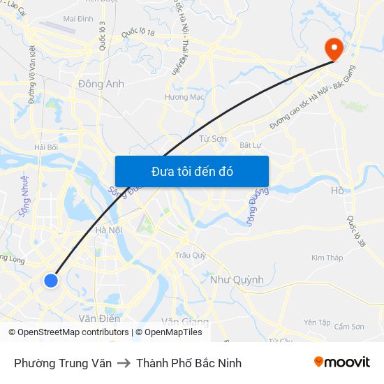 Phường Trung Văn to Thành Phố Bắc Ninh map