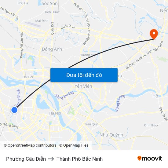 Phường Cầu Diễn to Thành Phố Bắc Ninh map