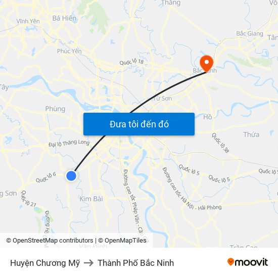 Huyện Chương Mỹ to Thành Phố Bắc Ninh map