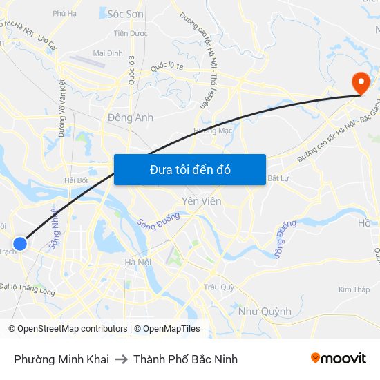 Phường Minh Khai to Thành Phố Bắc Ninh map