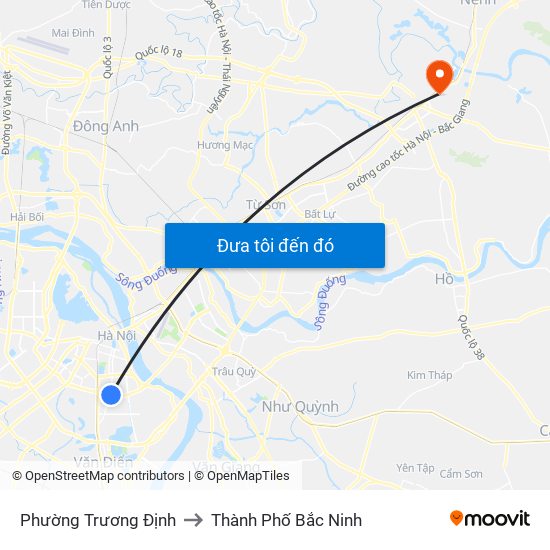 Phường Trương Định to Thành Phố Bắc Ninh map