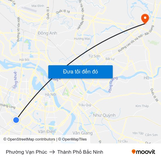 Phường Vạn Phúc to Thành Phố Bắc Ninh map