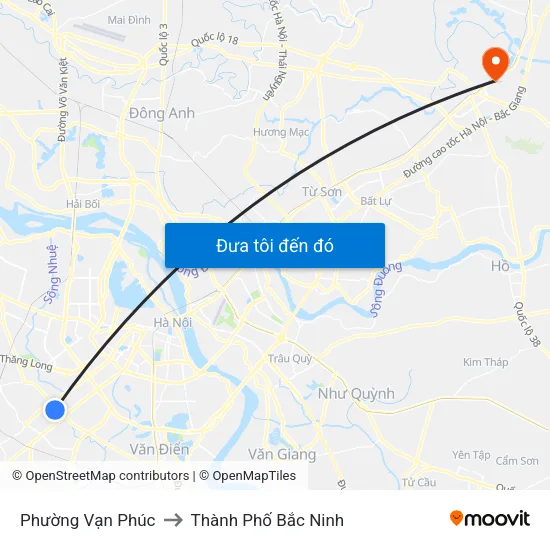 Phường Vạn Phúc to Thành Phố Bắc Ninh map