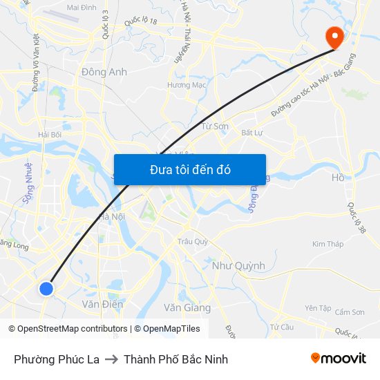 Phường Phúc La to Thành Phố Bắc Ninh map