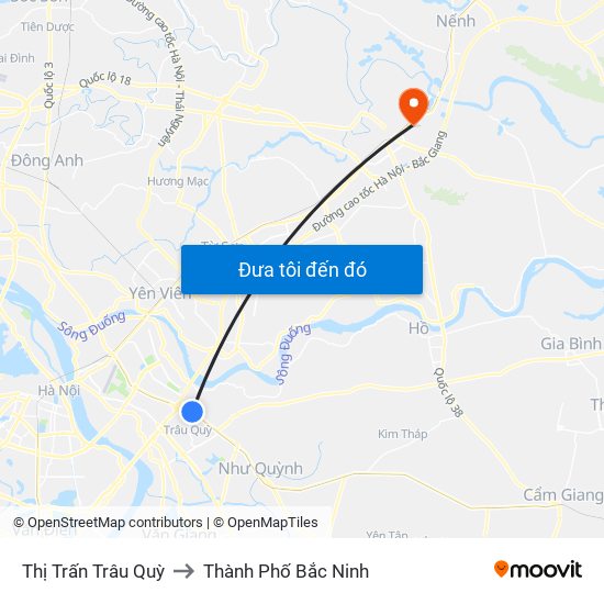 Thị Trấn Trâu Quỳ to Thành Phố Bắc Ninh map