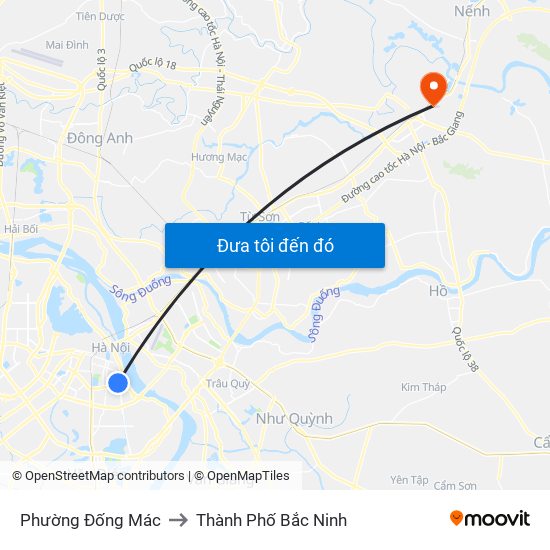 Phường Đống Mác to Thành Phố Bắc Ninh map