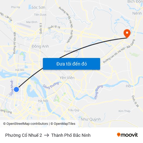 Phường Cổ Nhuế 2 to Thành Phố Bắc Ninh map