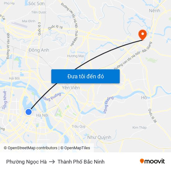 Phường Ngọc Hà to Thành Phố Bắc Ninh map