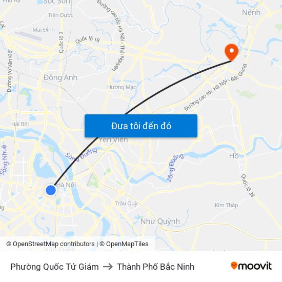 Phường Quốc Tử Giám to Thành Phố Bắc Ninh map