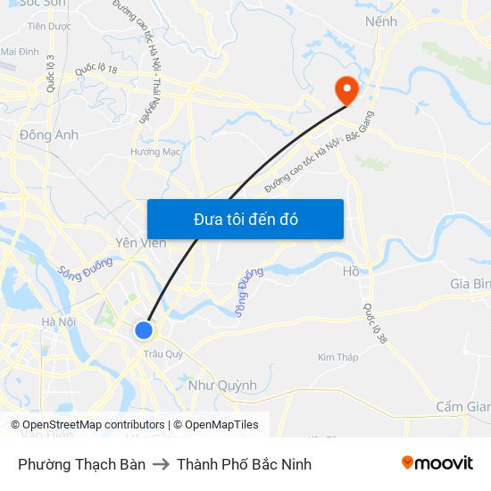 Phường Thạch Bàn to Thành Phố Bắc Ninh map