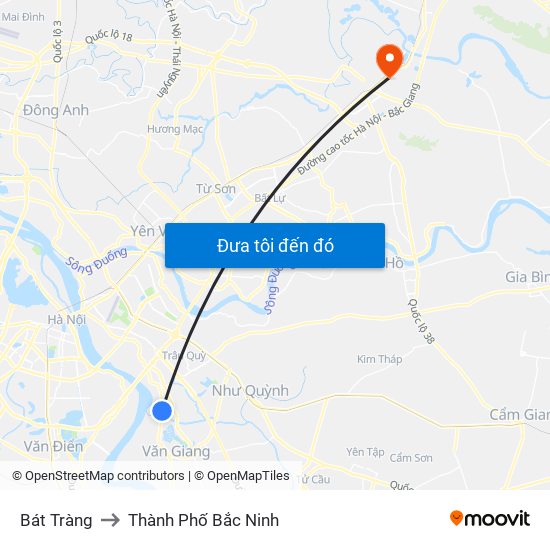 Bát Tràng to Thành Phố Bắc Ninh map