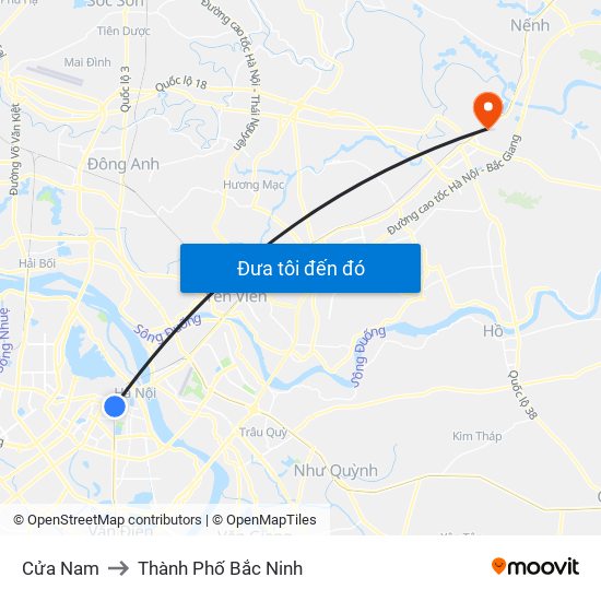 Cửa Nam to Thành Phố Bắc Ninh map