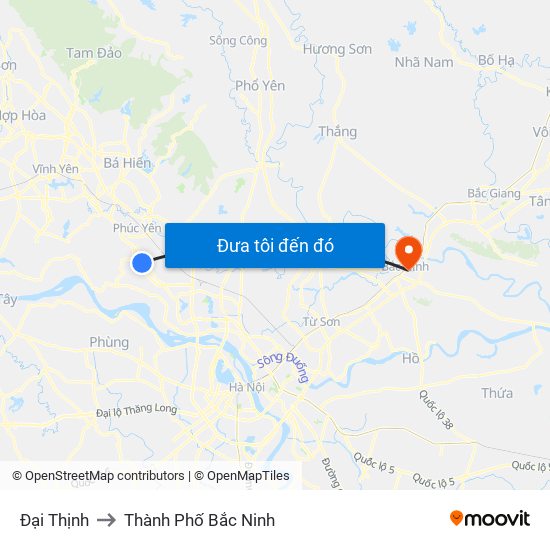 Đại Thịnh to Thành Phố Bắc Ninh map