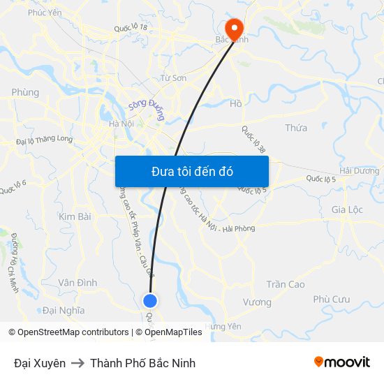 Đại Xuyên to Thành Phố Bắc Ninh map