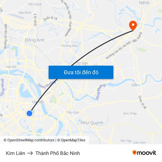 Kim Liên to Thành Phố Bắc Ninh map