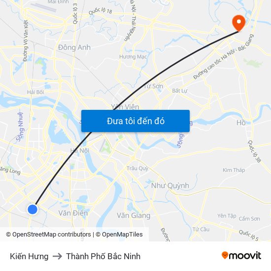 Kiến Hưng to Thành Phố Bắc Ninh map