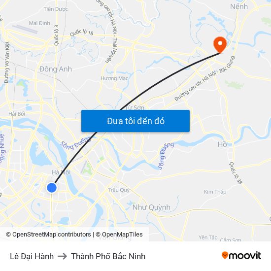 Lê Đại Hành to Thành Phố Bắc Ninh map