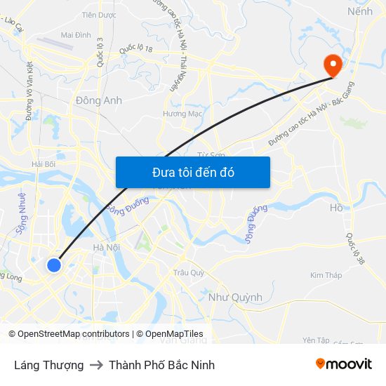 Láng Thượng to Thành Phố Bắc Ninh map