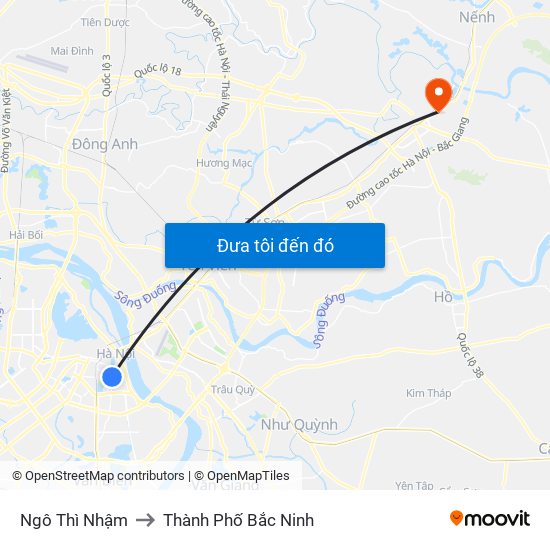 Ngô Thì Nhậm to Thành Phố Bắc Ninh map