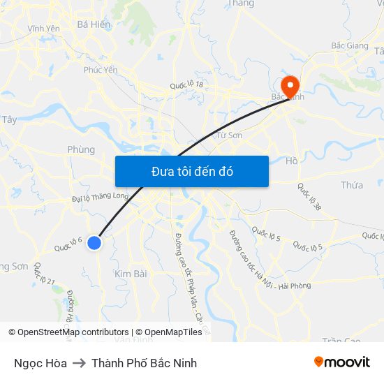 Ngọc Hòa to Thành Phố Bắc Ninh map