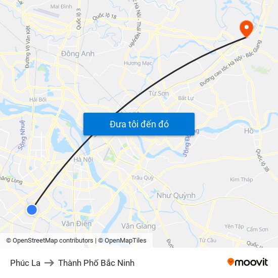 Phúc La to Thành Phố Bắc Ninh map