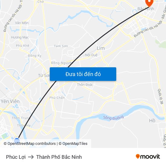 Phúc Lợi to Thành Phố Bắc Ninh map