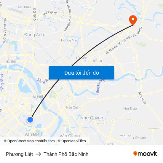 Phương Liệt to Thành Phố Bắc Ninh map