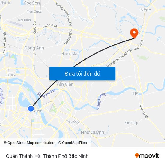Quán Thánh to Thành Phố Bắc Ninh map