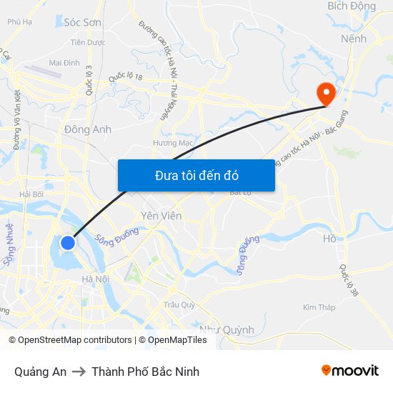 Quảng An to Thành Phố Bắc Ninh map