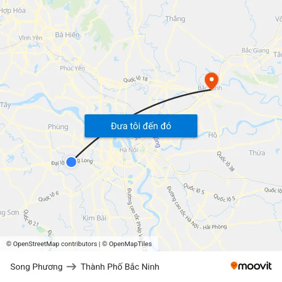 Song Phương to Thành Phố Bắc Ninh map