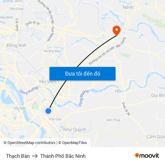 Thạch Bàn to Thành Phố Bắc Ninh map