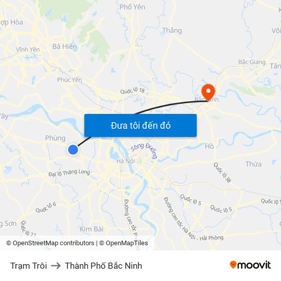 Trạm Trôi to Thành Phố Bắc Ninh map