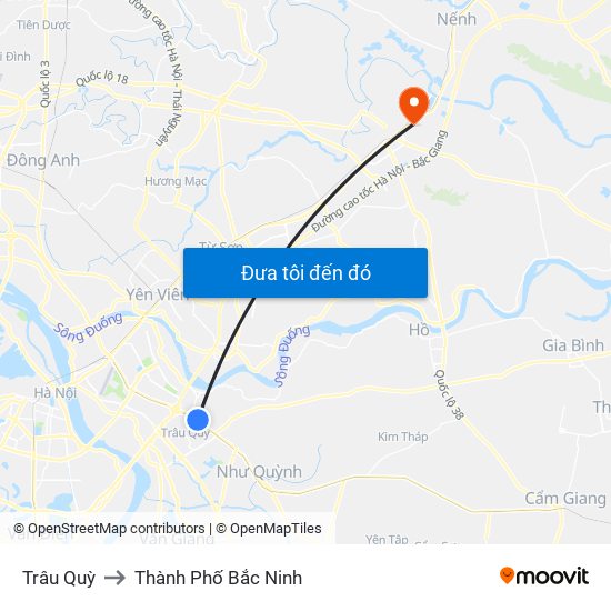 Trâu Quỳ to Thành Phố Bắc Ninh map