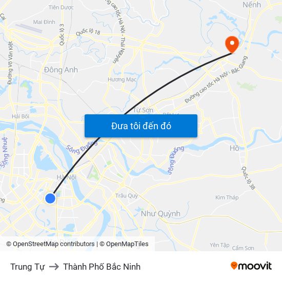 Trung Tự to Thành Phố Bắc Ninh map