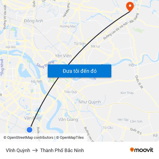 Vĩnh Quỳnh to Thành Phố Bắc Ninh map