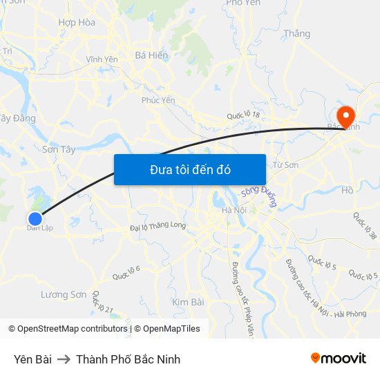 Yên Bài to Thành Phố Bắc Ninh map