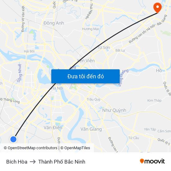 Bích Hòa to Thành Phố Bắc Ninh map