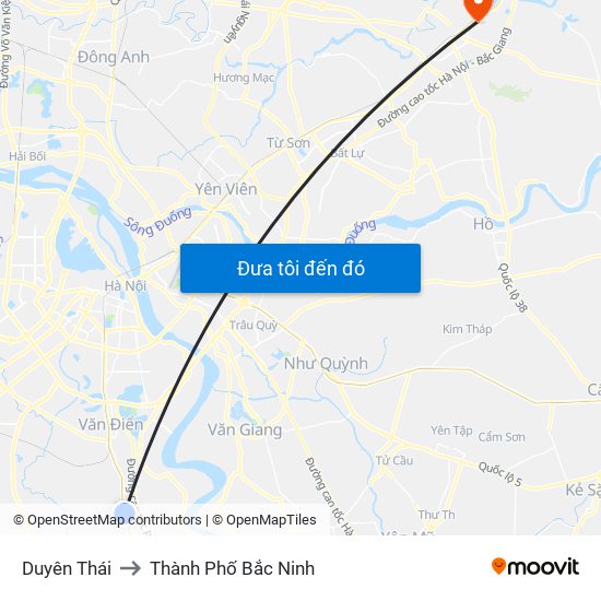 Duyên Thái to Thành Phố Bắc Ninh map