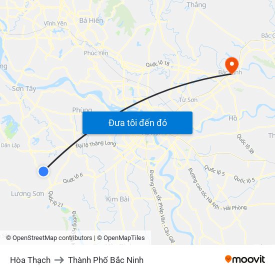 Hòa Thạch to Thành Phố Bắc Ninh map