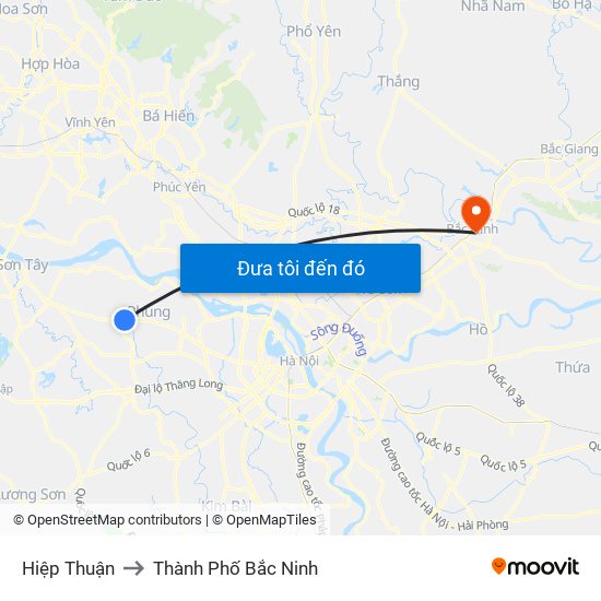 Hiệp Thuận to Thành Phố Bắc Ninh map